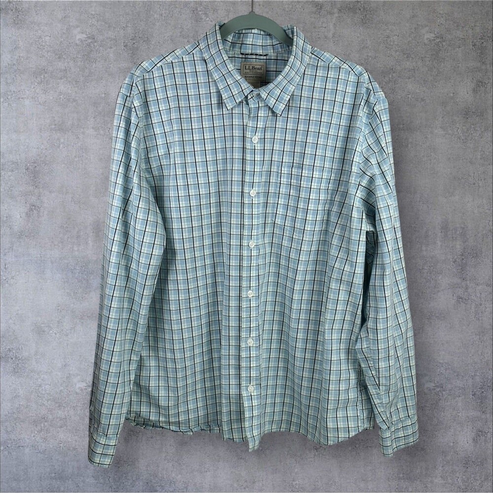 LL Bean Performance Shirt Mens Large Stretch Button Down Long Sleeve Work 521696